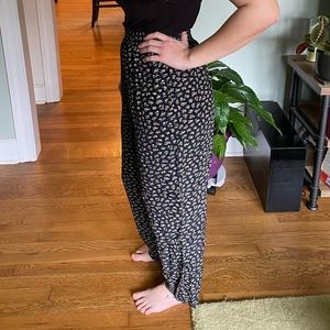 Vintage floral elastic waistband pants